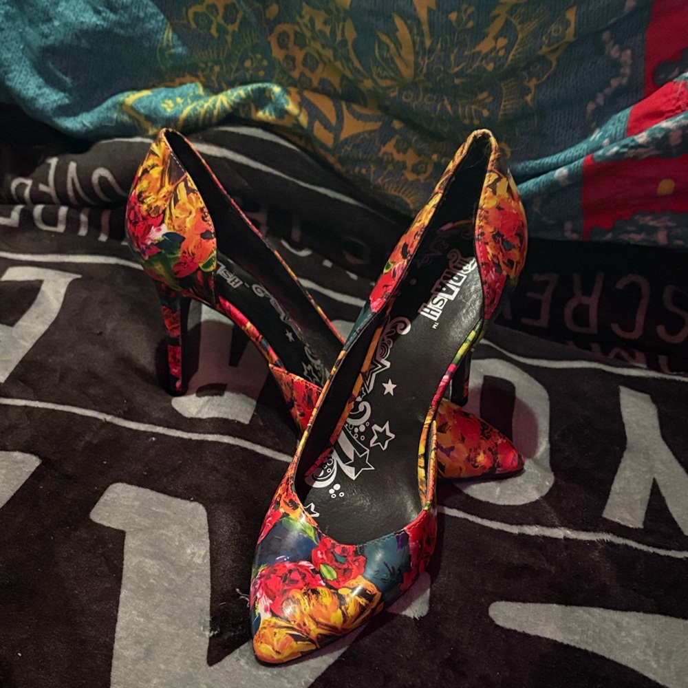 Brash Multicolor Floral Heels